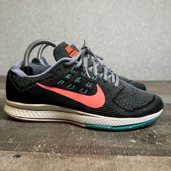 Nike Women’s Size 9 Zoom Structure 18 Running Shoes Grey Coral Turquoise - Picture 1 of 8
